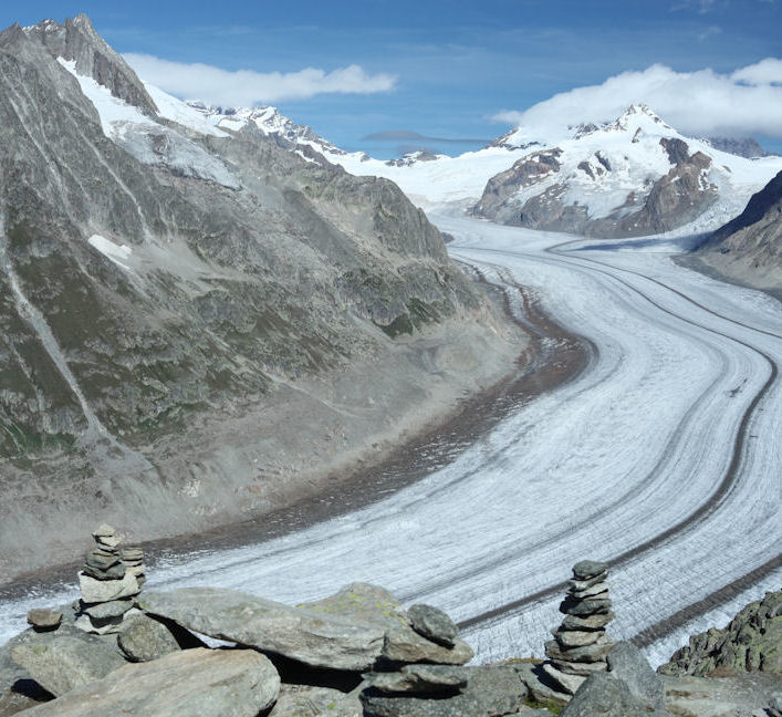 aletschgletscher, Trugberg, cairns